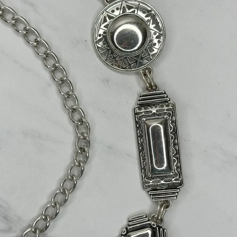 Chico's Silver Tone Chain Link Belt Southwestern Medium/Large (M/L) ✨